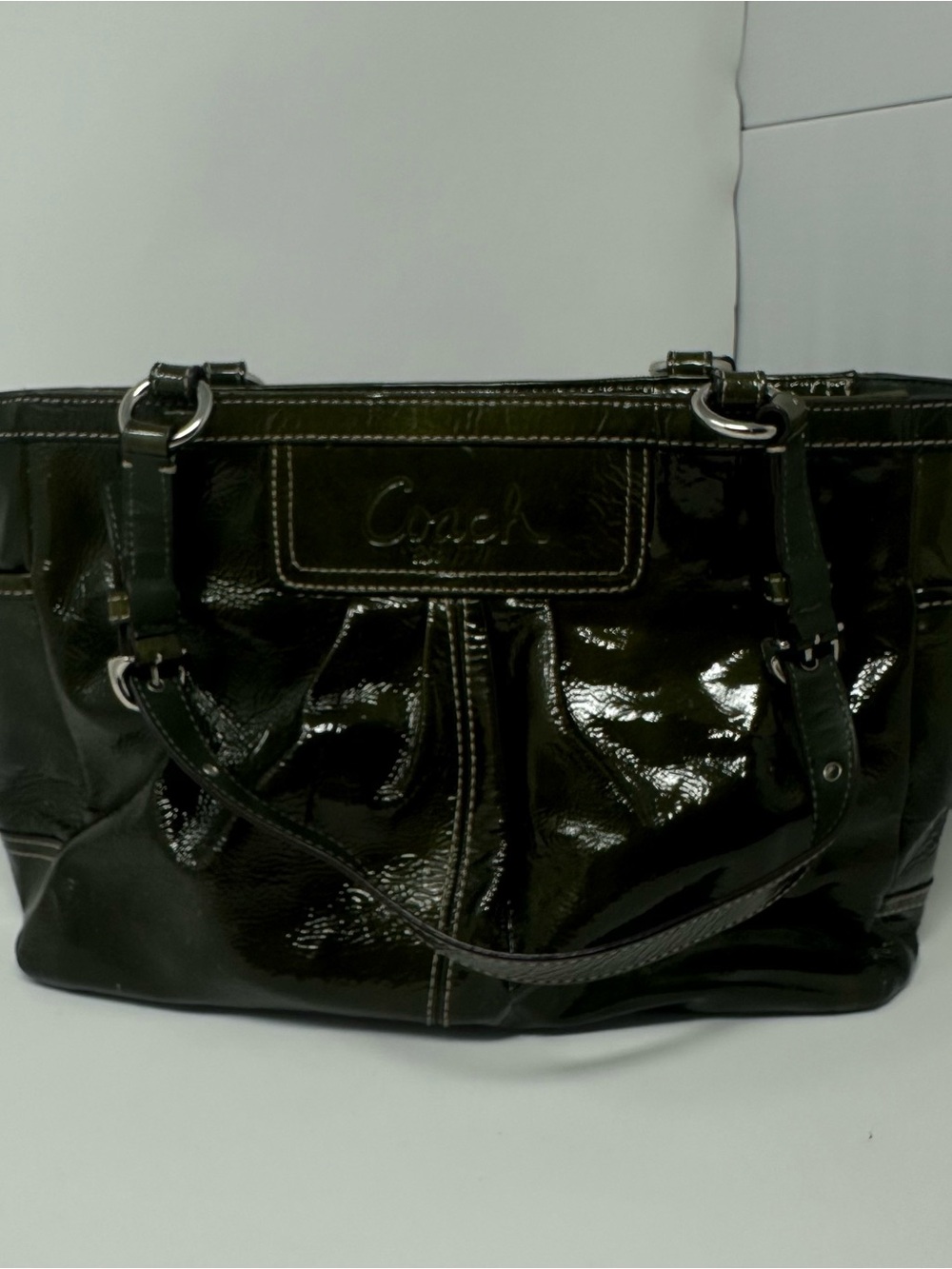 Coach green Patent Leather Tote bag